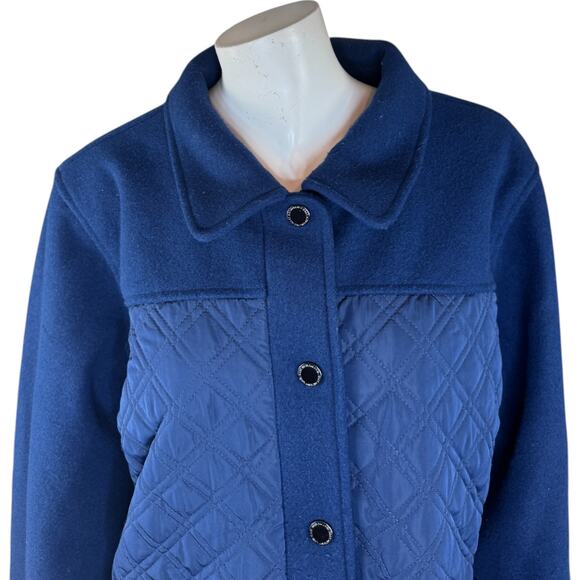 Isaac Mizrahi Live! Estate Mixed Media Quilted Barn Jacket Dark Navy X-Large - Picture 2 of 16